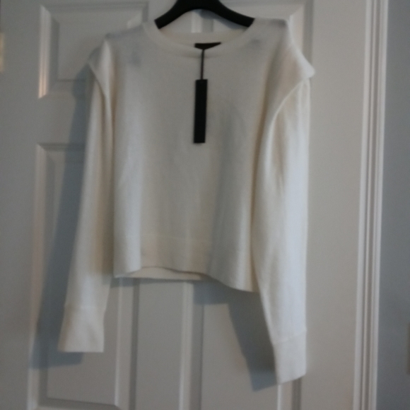 NWT Cashmere HOUSE OF HARLOW 1960 Shoulder Detail Accent Sweater Pullover - Picture 3 of 5